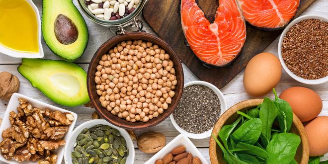 Foods rich in omega fatty acids, such as seeds, salmon, and avocado